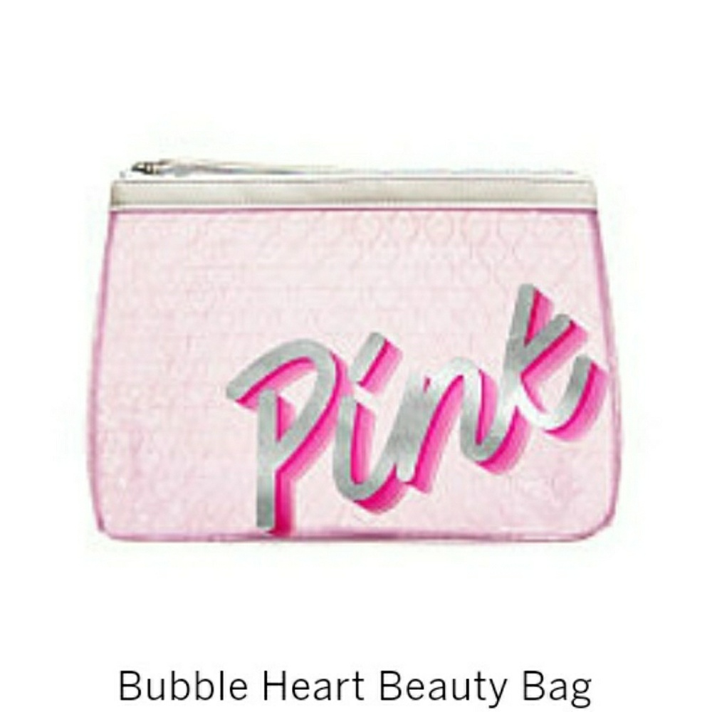 Pink by Victoria's secret bubble heart beauty bag